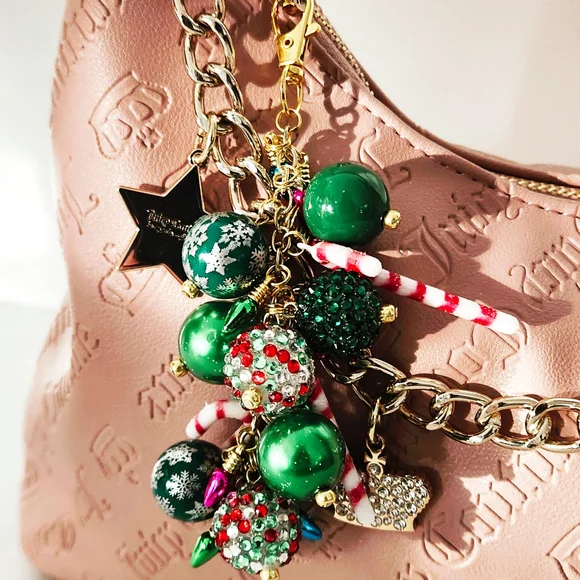 Christmas Bag Charm, Bubblegum Beads, Candy Cane, Stanley Cup - Picture 4 of 5